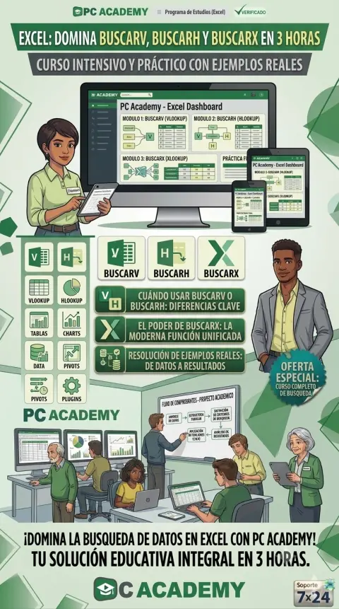PC Academy: Curso Excel BUSCARV, BUSCARH y BUSCARX — oferta PCEFACT PERU