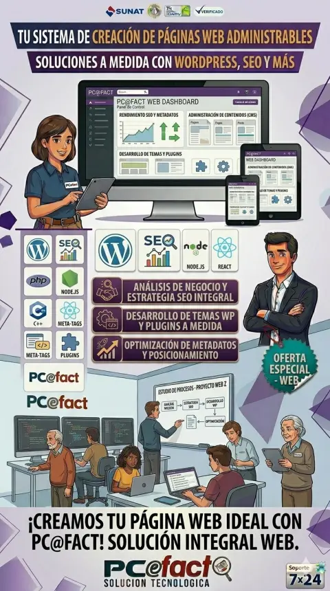 Creación de Páginas Web Administrables con WordPress y SEO — oferta PCEFACT PERU